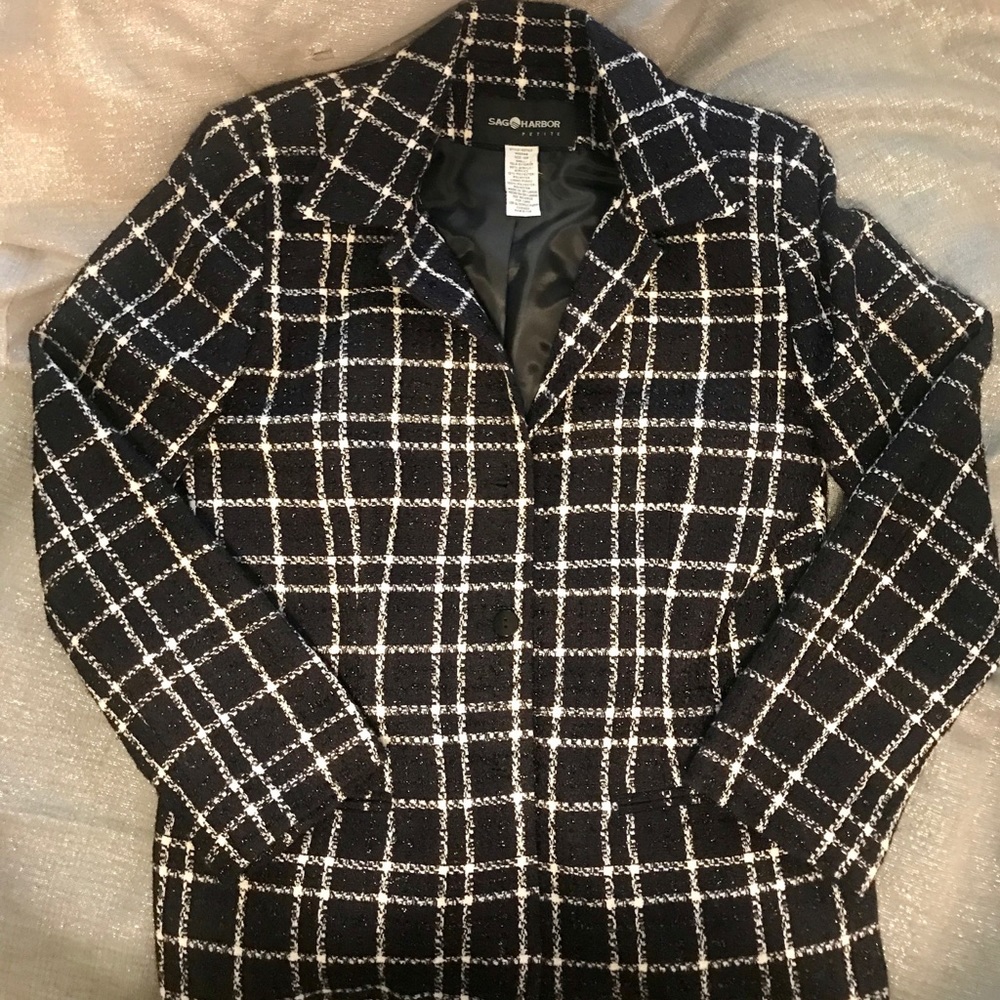 Sag Harbor Black & White Striped Blazer